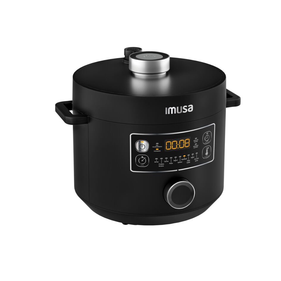 Olla Multifuncional Imusa Multichef Negro 33.6x28.7cm de 3 Litros con Temporizador y Pantalla Digital - OLLAS MULTIFUNCIONALES | Bylmo