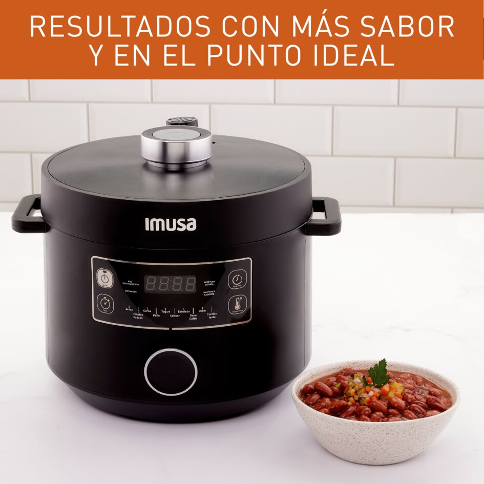Olla Multifuncional Imusa Multichef Negro 33.6x28.7cm de 3 Litros con Temporizador y Pantalla Digital - OLLAS MULTIFUNCIONALES | Bylmo