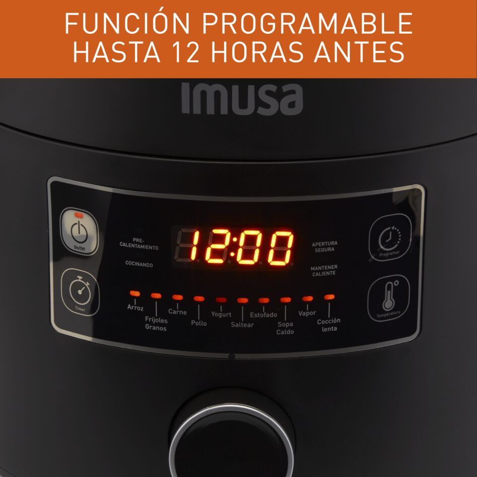 Olla Multifuncional Imusa Multichef Negro 33.6x28.7cm de 3 Litros con Temporizador y Pantalla Digital - OLLAS MULTIFUNCIONALES | Bylmo