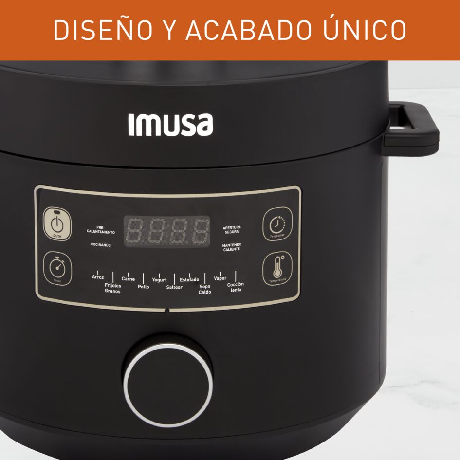 Olla Multifuncional Imusa Multichef Negro 33.6x28.7cm de 3 Litros con Temporizador y Pantalla Digital - OLLAS MULTIFUNCIONALES | Bylmo