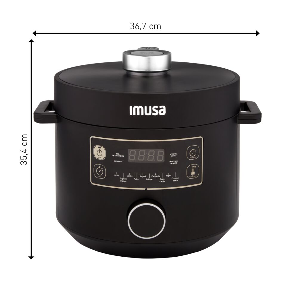 Olla Multifuncional Imusa Multichef Negro 33.6x28.7cm de 3 Litros con Temporizador y Pantalla Digital - OLLAS MULTIFUNCIONALES | Bylmo