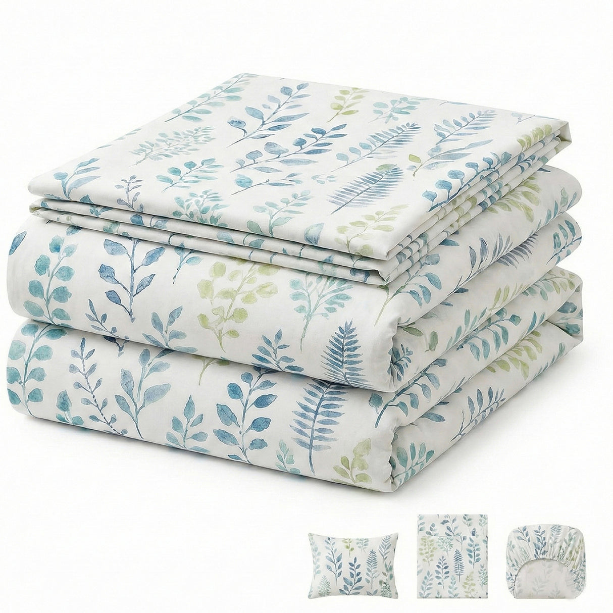 Juego de Sabanas Botanic Print Blanco para colchón King 200 X 200 Cm 200 Hilos Con Elastico - SABANAS | Bylmo