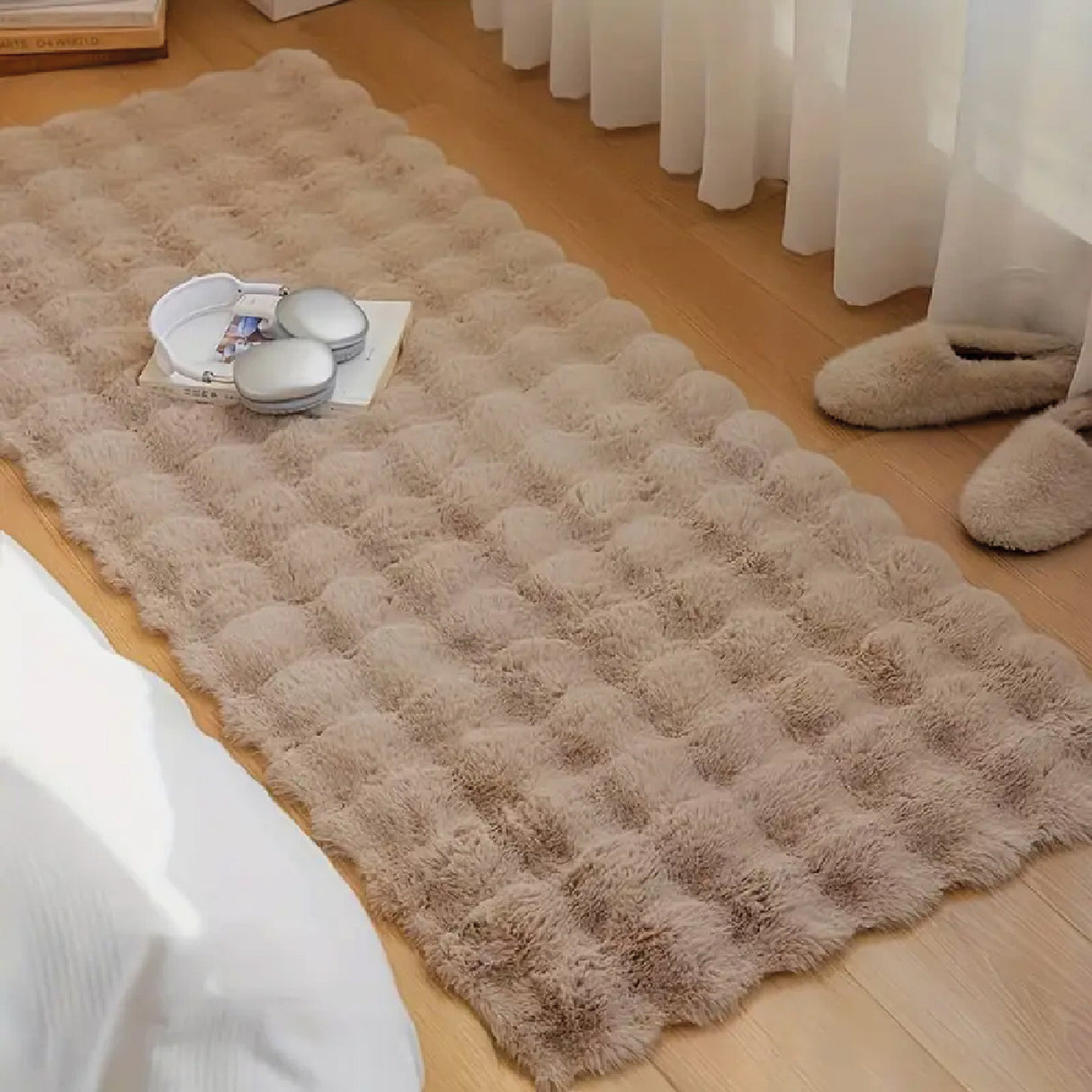 Tapete de Sala Terciopelo Beige 150x200cm Rectangular Muy Suave Pet Friendly - TAPETES Y ALFOMBRAS | Bylmo