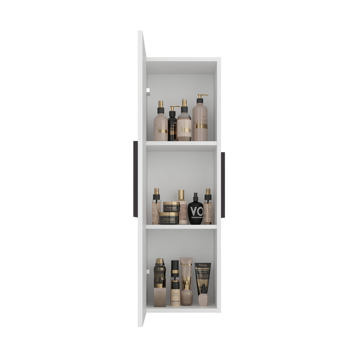 Gabinete de Baño Vanguard Blanco y Wengue 32x97.5cm Rectangular con Dos Entrepaños y Una Puerta - GABINETES DE BANHO | Bylmo