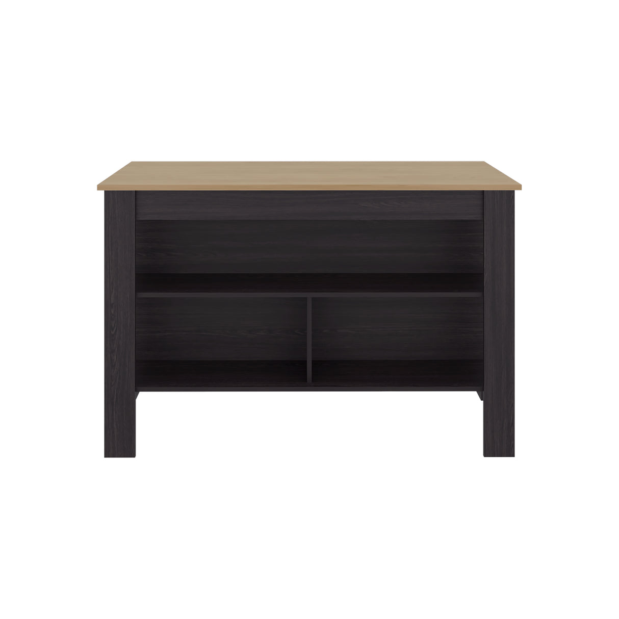 Isla de Cocina Cala Wengue y Fresno 138.3x90cm Con Tres Compartimientos y Un Entrepaño - BARRAS Y MUEBLES AUXILIARES | Bylmo