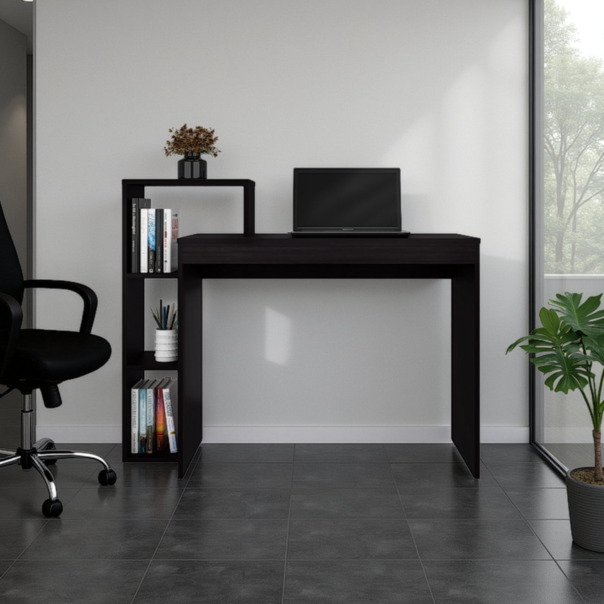 Escritorio Britt Wengue 110x90cm con Organizador de Libros - ESCRITORIOS | Bylmo