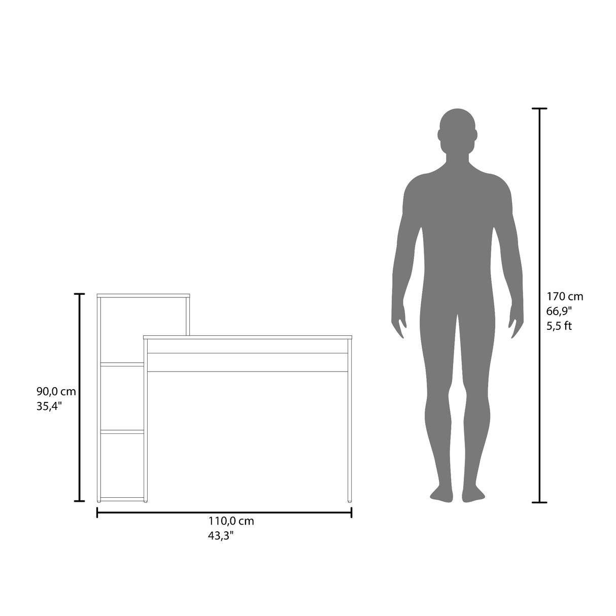 Escritorio Britt Wengue 110x90cm con Organizador de Libros - ESCRITORIOS | Bylmo