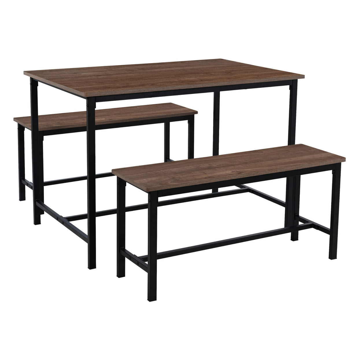 Juego de Comedor Retro Marrón 110x75cm Rectangular de Seis Puestos con Dos Bancos - COMEDORES | Bylmo