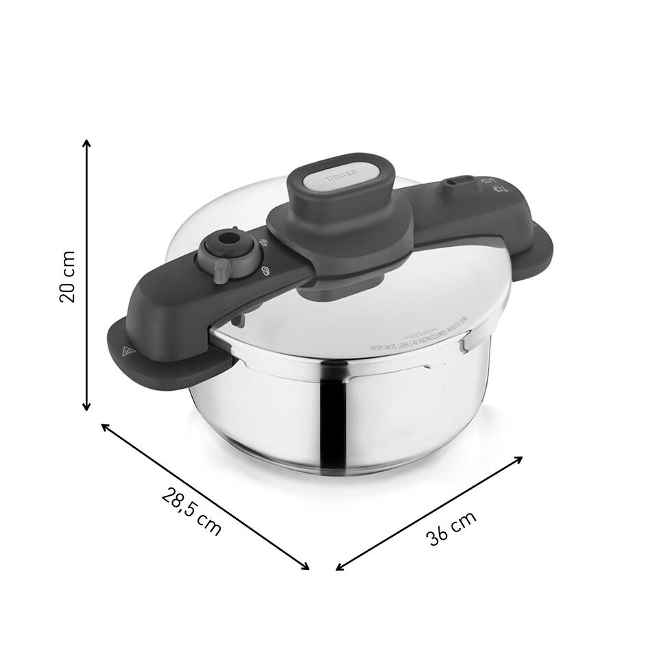 Olla a Presión Imusa Talent Master Gris 36x20cm de Cuatro Litros y de Acero Inoxidable - OLLAS Y SARTENES | Bylmo