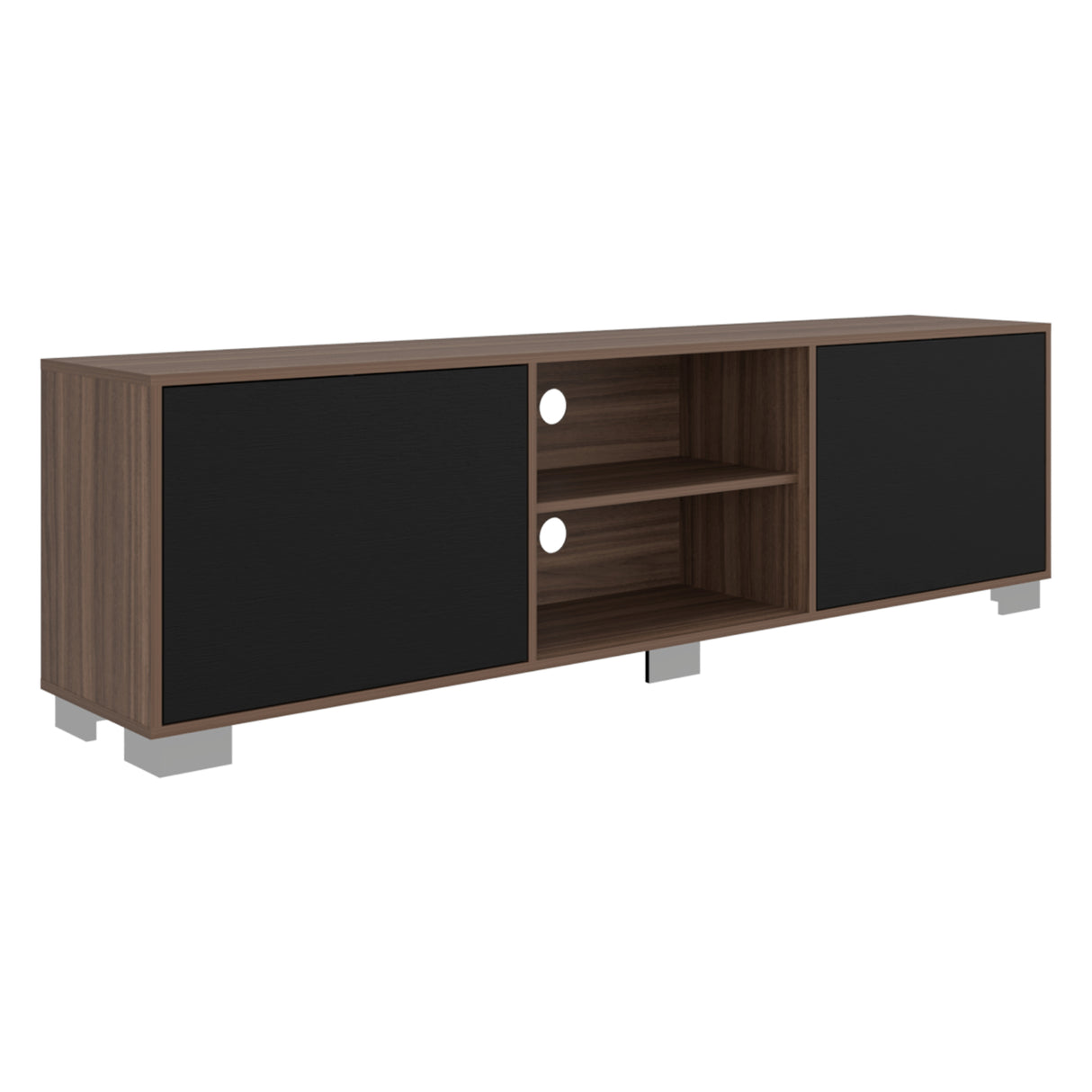 Rack de TV Classic Avellana y Wengue 180x52.5cm para TV Hasta 70" Pulgadas con Cuatro Compartimientos