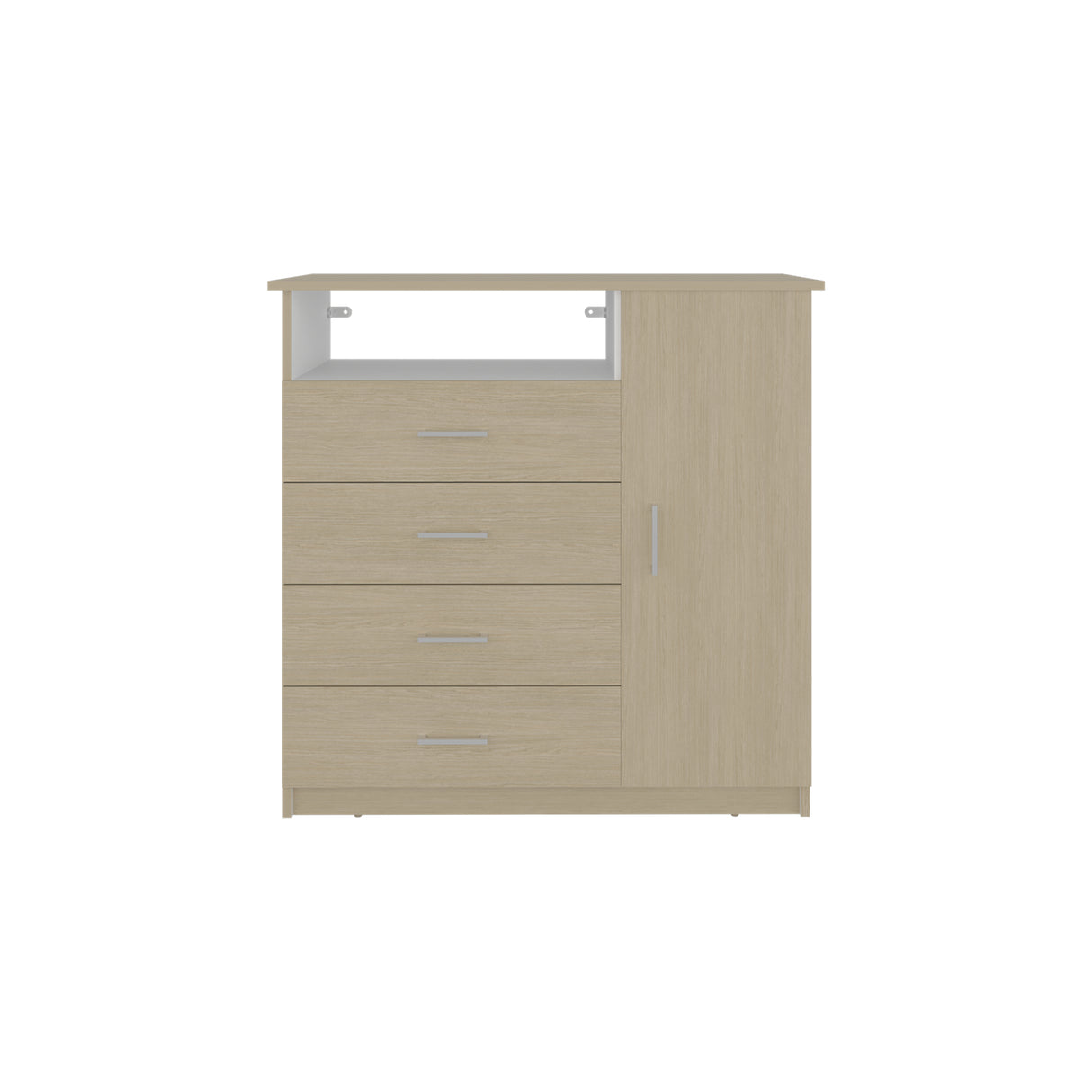 Cómoda Z 91 Cartagena y Blanco 91x88.6cm De Cuatro Hileras con Cuatro Cajones y con Espacio para TV