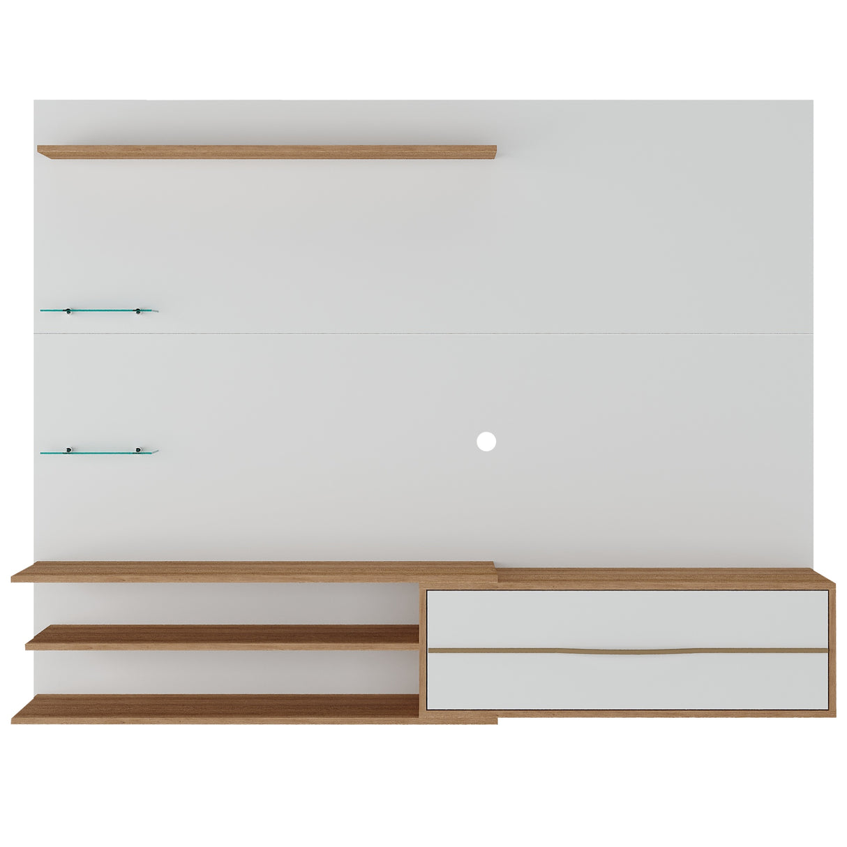 Centro de Entretenimiento Rio Blanco y Marrón 180x141cm para Tv Hasta 65" Pulgadas con Un Cajón y con Cinco Compartimientos - MUEBLES DE TV | Bylmo