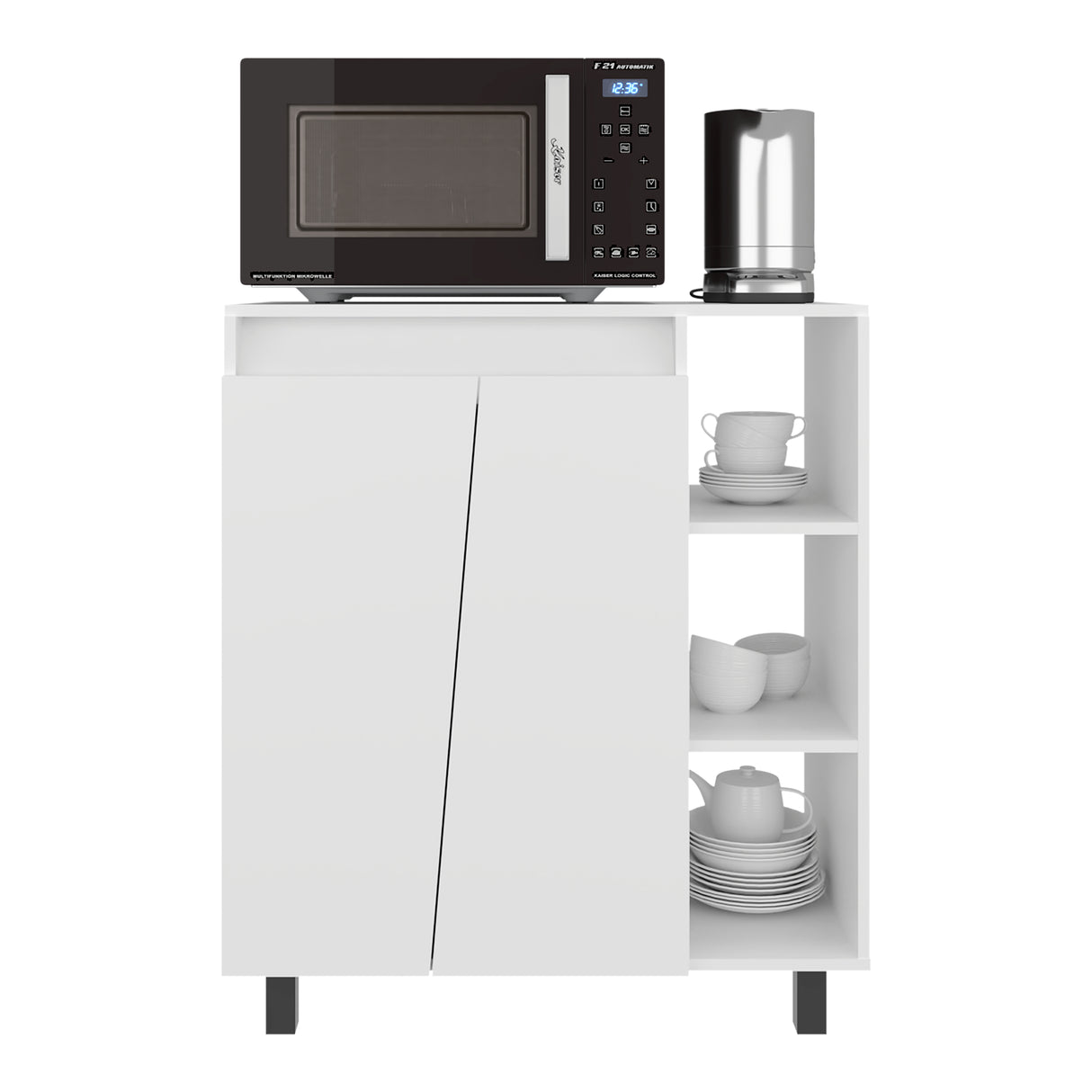 Mueble Microondas Cesena Blanco 80x92.2cm con Dos Puertas y con Patas