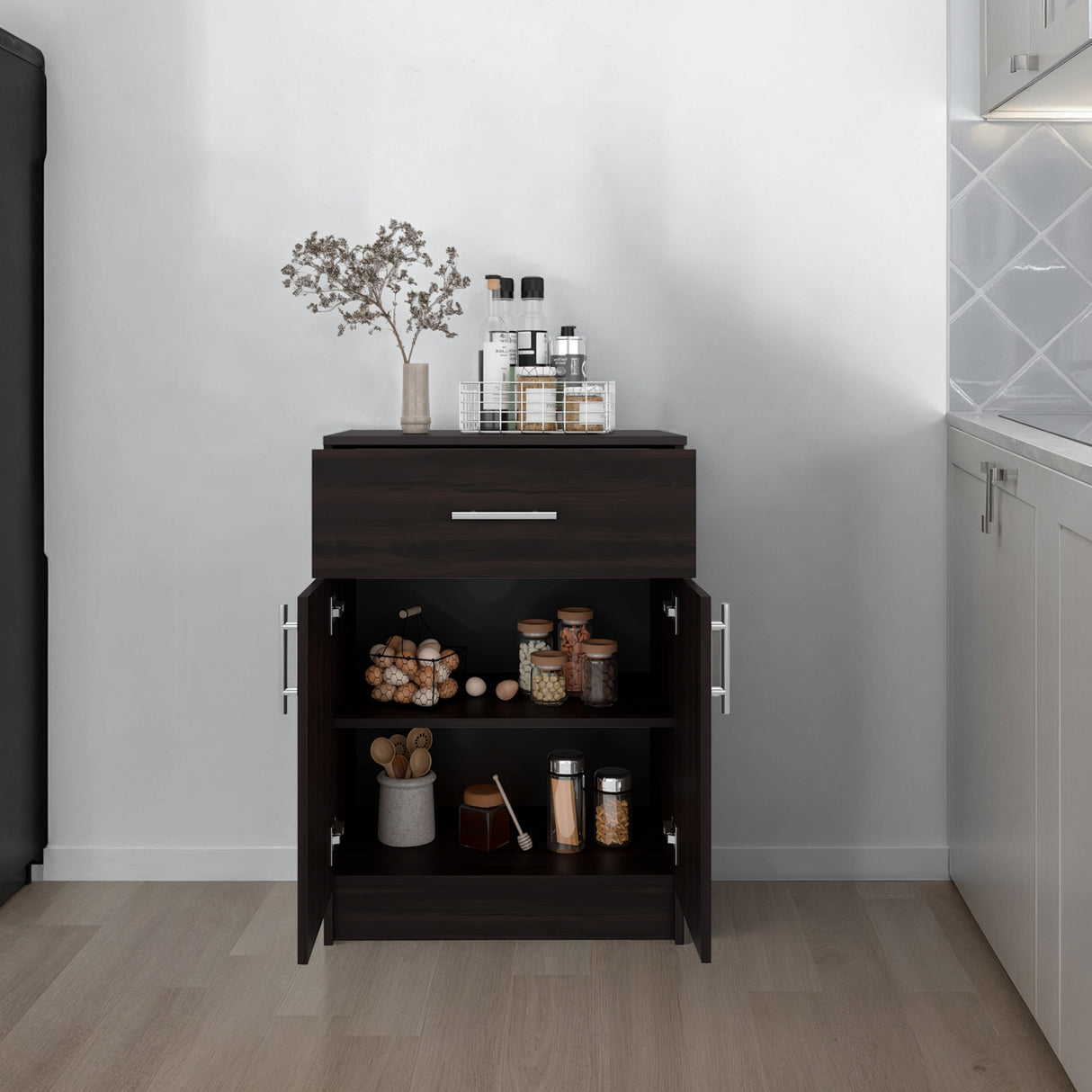 Mueble Auxiliar de Cocina Mayorca Nogal 60x85.1cm con Un Entrepaño