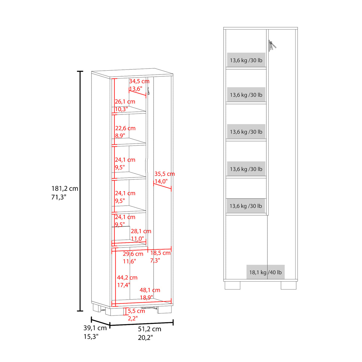 Mueble de Aseo Lake Wengue 51.2x181.2cm Para Organizar con Dos Puertas