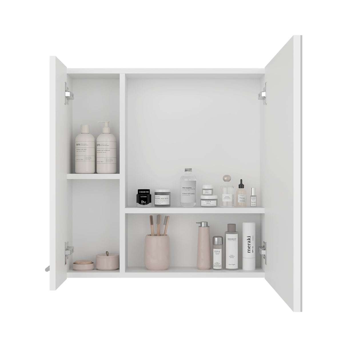Gabinete de Baño Barcelona Blanco 60x60cm Cuadrado con una Puerta y con Espejo - GABINETES DE BANHO | Bylmo