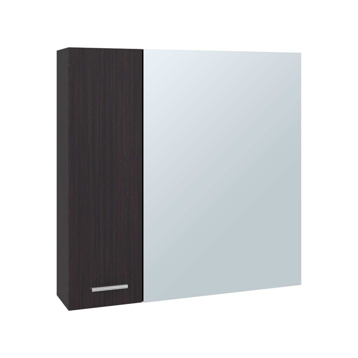 Gabinete de Baño Barcelona Wengue 60x60cm Cuadrado con una Puerta y con Espejo - GABINETES DE BANHO | Bylmo