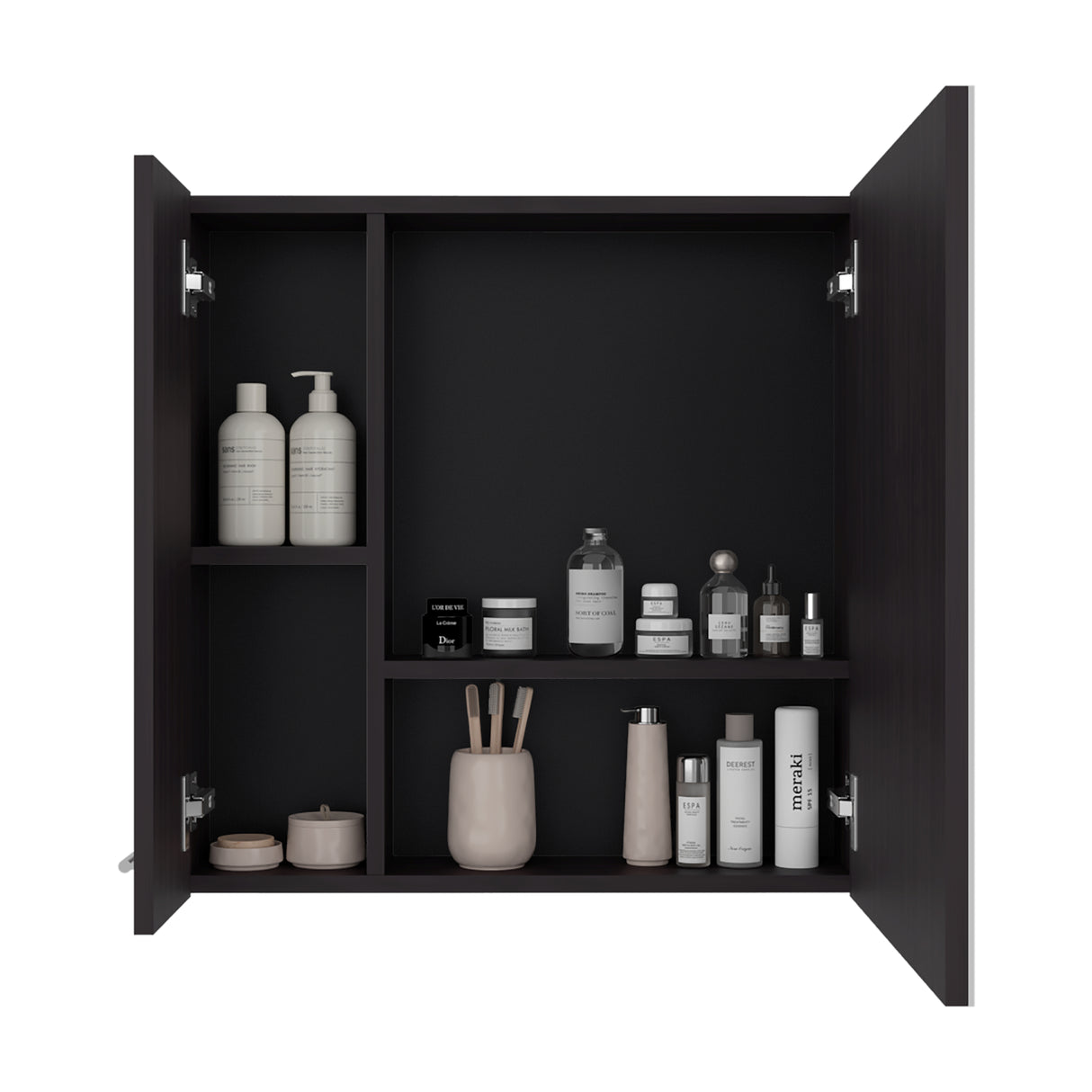 Gabinete de Baño Barcelona Wengue 60x60cm Cuadrado con una Puerta y con Espejo - GABINETES DE BANHO | Bylmo