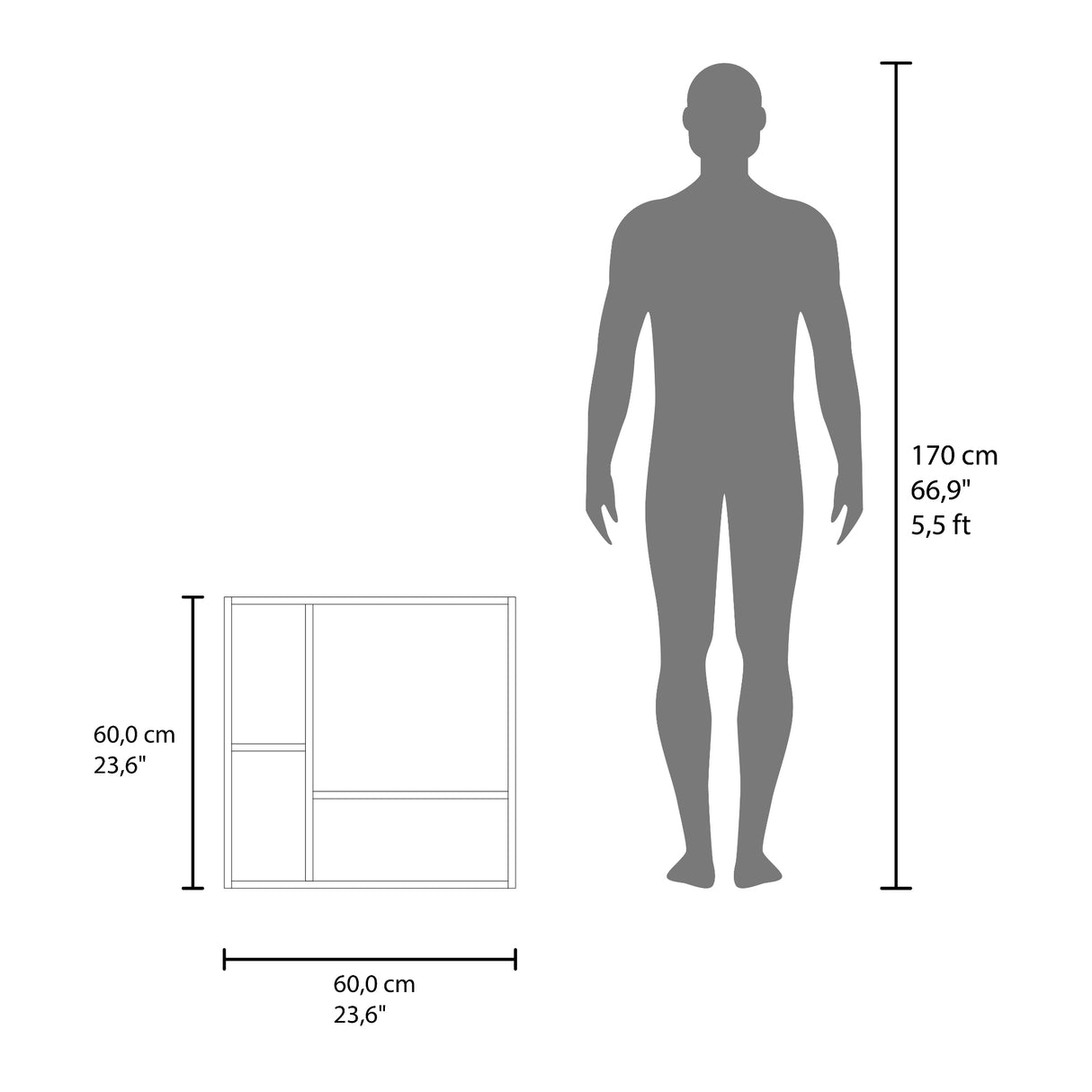 Gabinete de Baño Barcelona Wengue 60x60cm Cuadrado con una Puerta y con Espejo - GABINETES DE BANHO | Bylmo