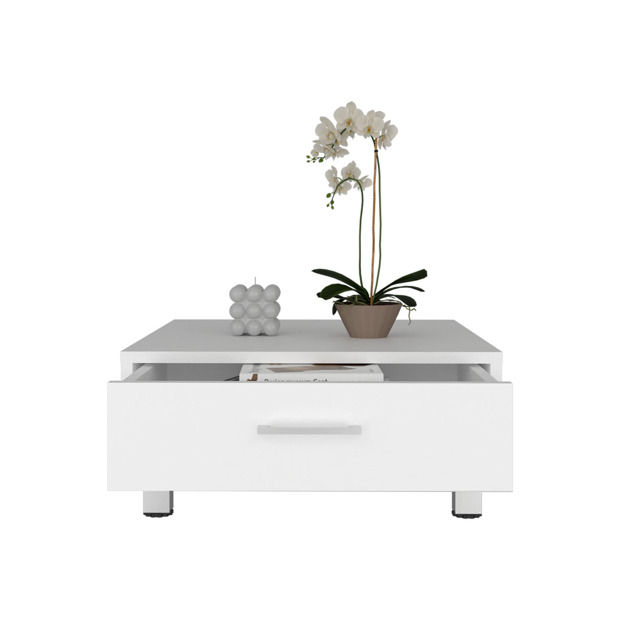 Mesa de Centro Beijing Blanco 60x26.3cm Cuadrada con Patas