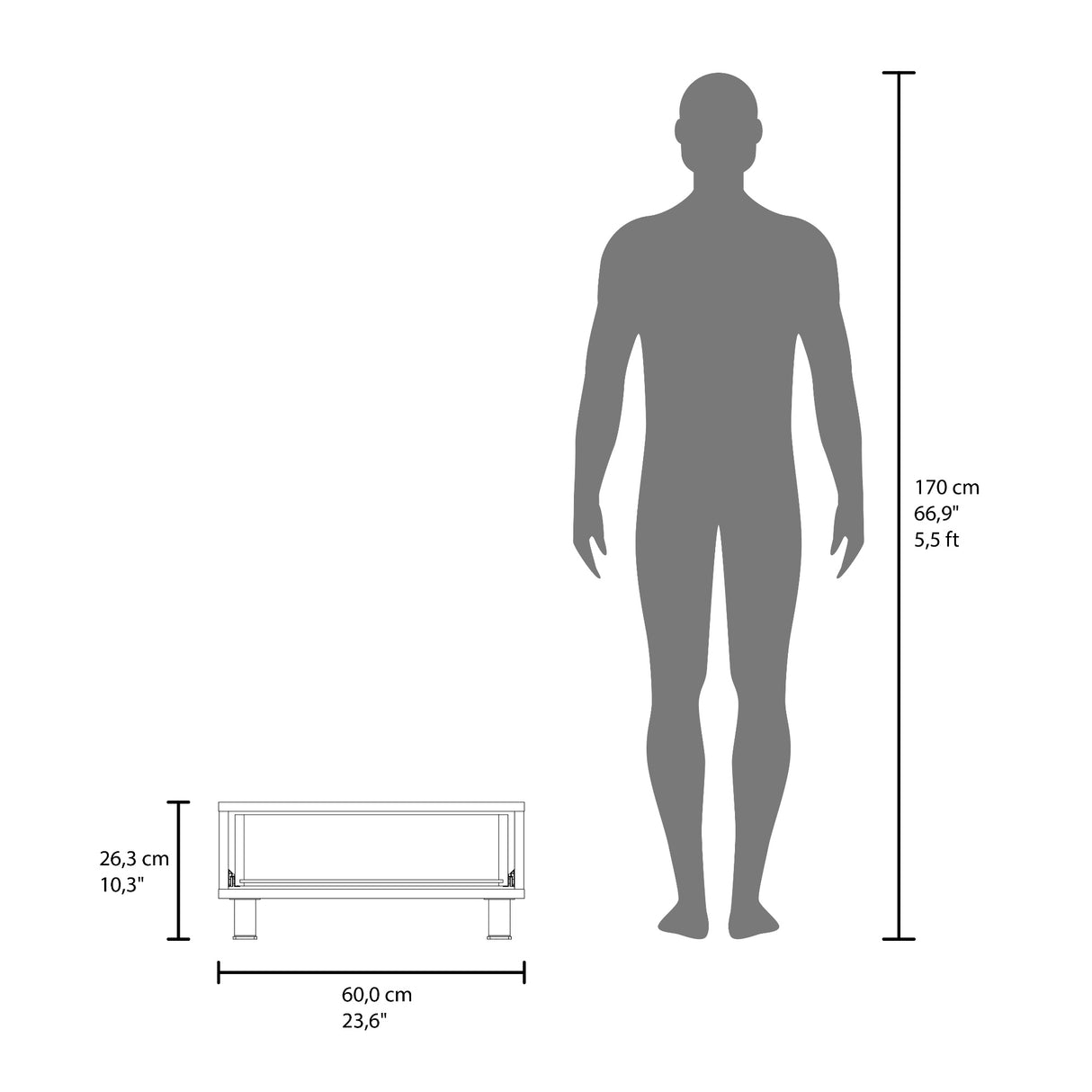 Mesa de Centro Beijing Blanco 60x26.3cm Cuadrada con Patas