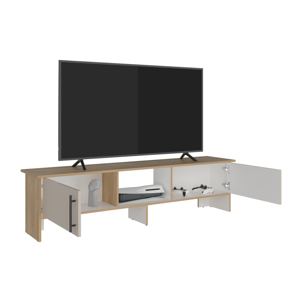 Rack de TV Dago Fresno Europeo y Capri 160x41.8cm para TV Hasta 70" Pulgadas con Un Compartimiento - MUEBLES DE TV | Bylmo