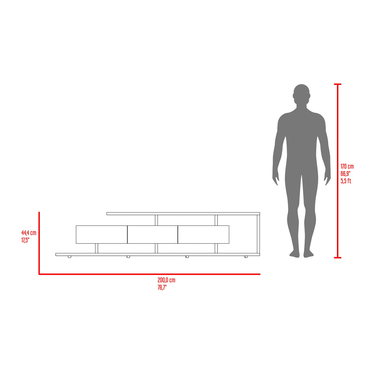 Rack de TV Quito Blanco Marquez y Fresno 200x44.4cm para TV Hasta 65" Pulgadas con Cuatro Compartimientos - MUEBLES DE TV | Bylmo