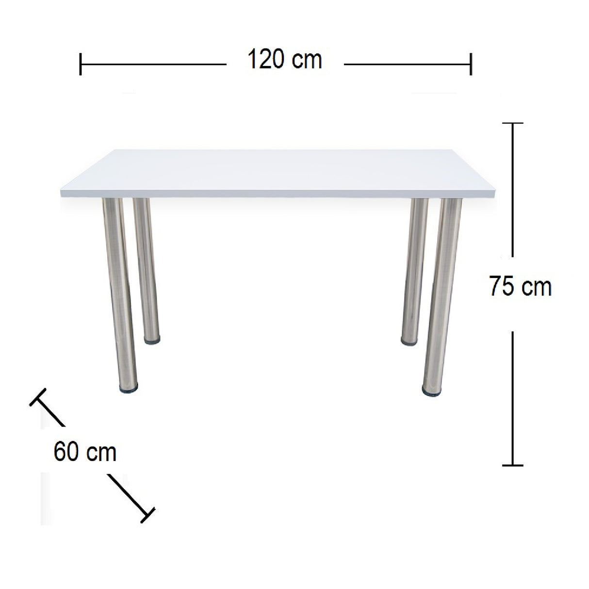 Combo Escritorio y Silla Alfa Blanco y Metal Rustic 120x75cm con Organizador de Libros - ESCRITORIOS | Bylmo