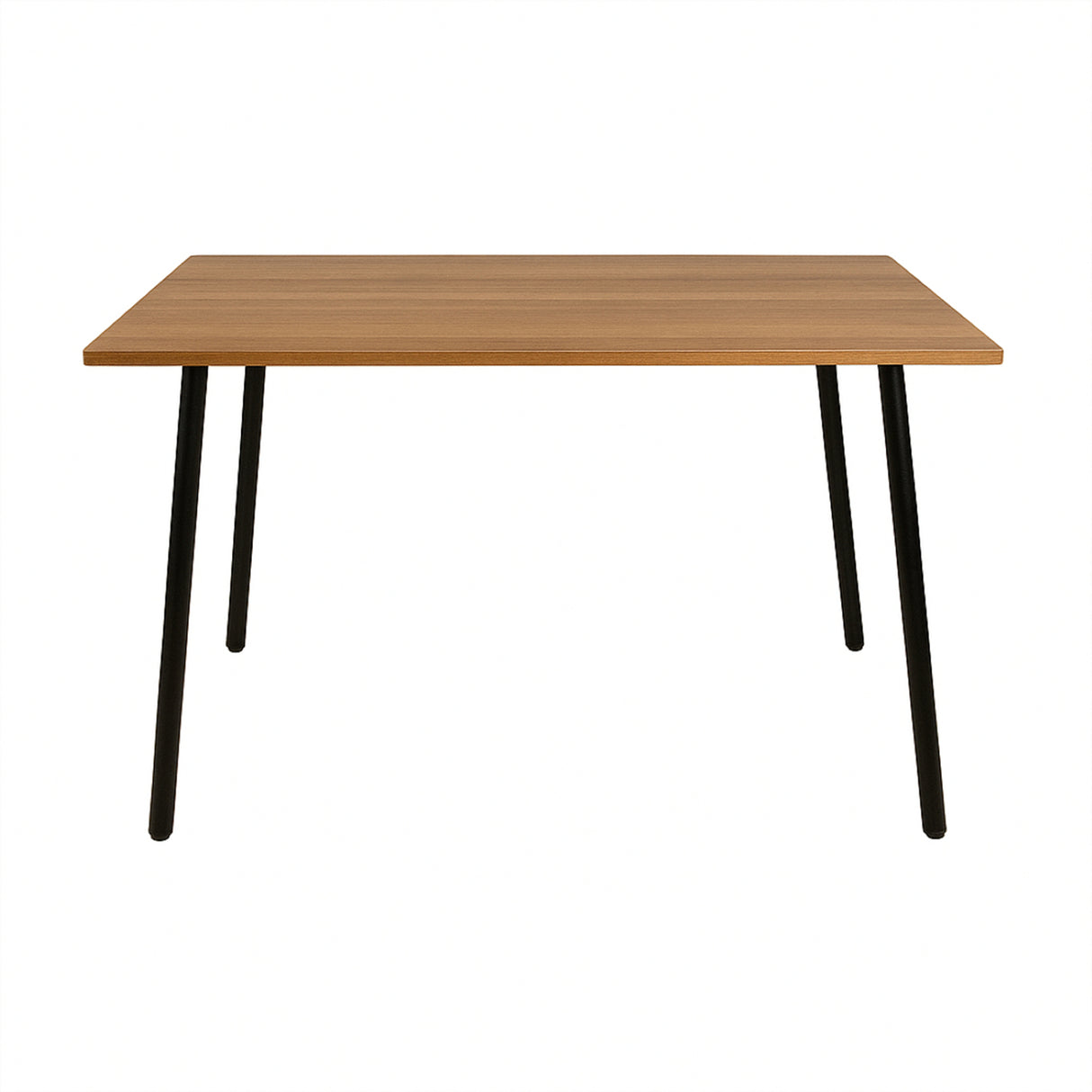 Mesa de Comedor Madera Oscura y Negro 110x75cm Rectangular de Seis Puestos sin Sillas y con Patas Metálicas