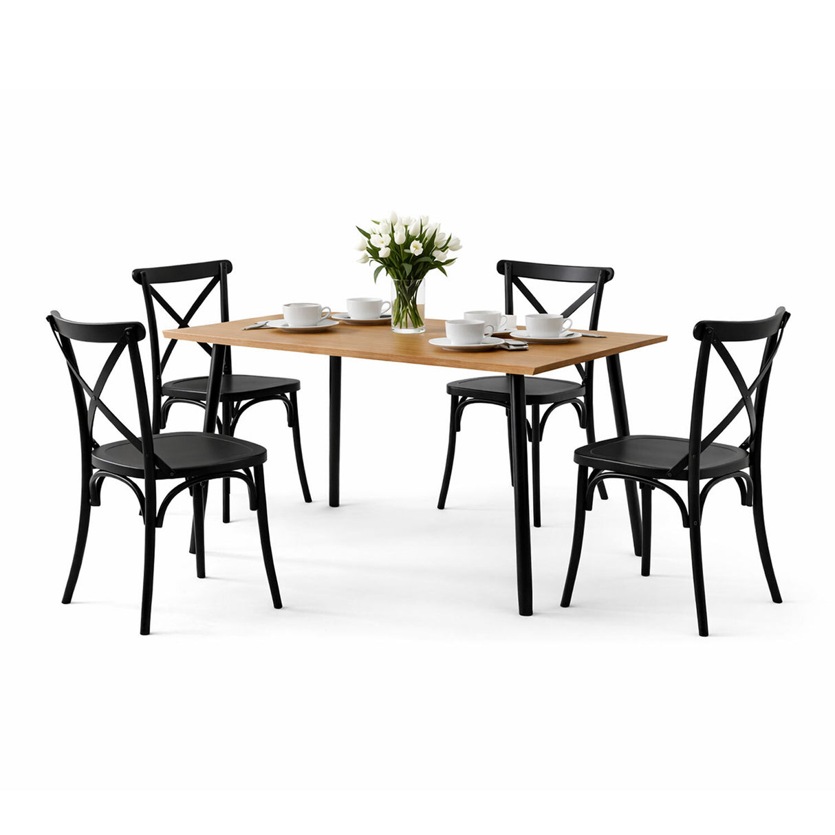Comedor Ibiza Amaretto y Negro 110x75cm Rectangular de Seis Puestos con Cuatro Sillas - COMEDORES | Bylmo
