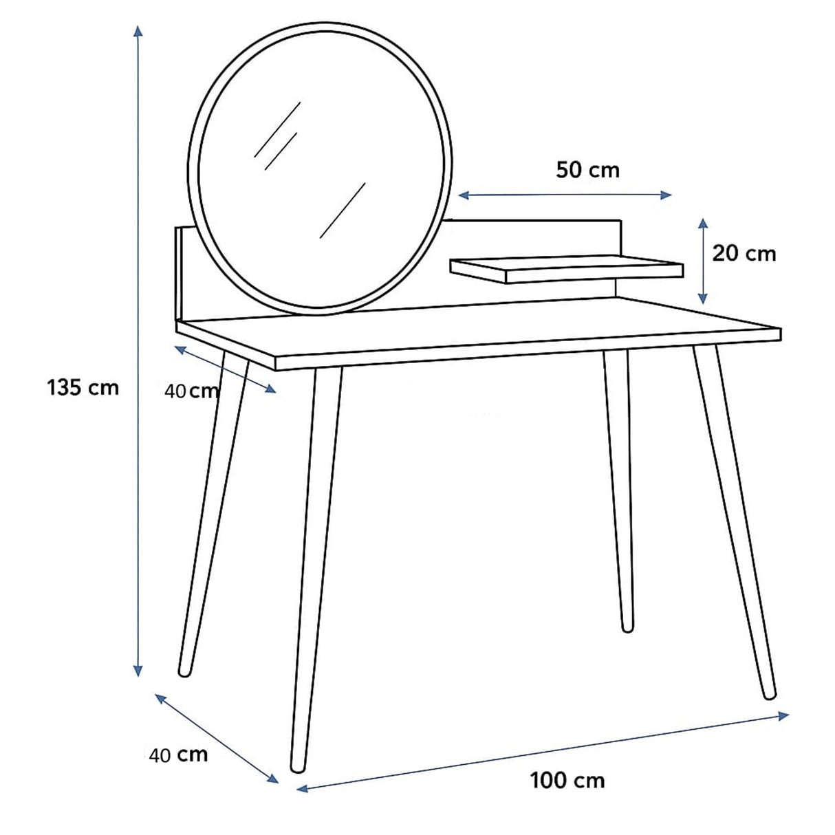 Combo Tocador Nice Blanco 100x135cm con Silla Eames y Espejo - TOCADORES | Bylmo