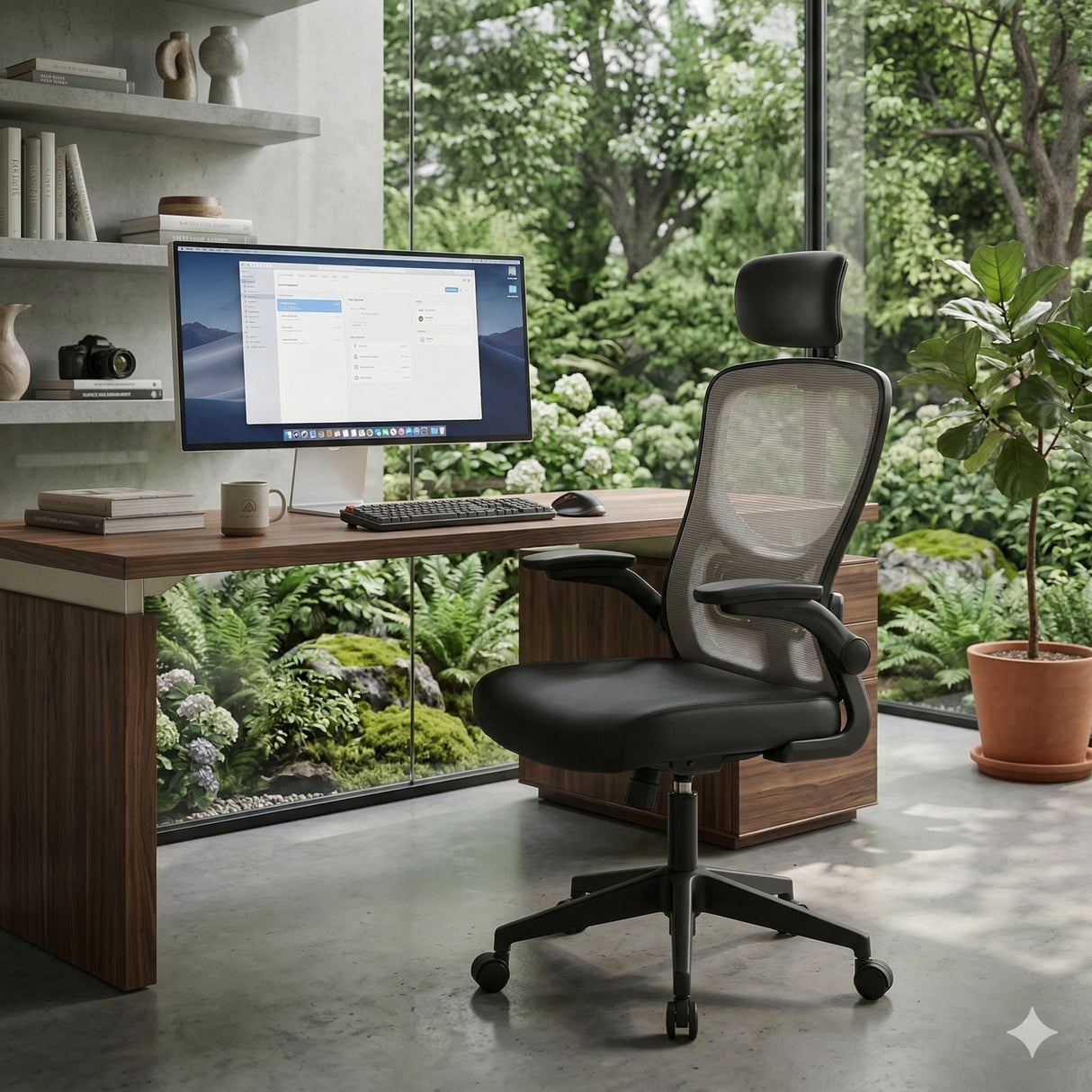 Silla de Oficina Apolo Negro 58x101cm con Apoya Brazos y con Apoya Cabezas