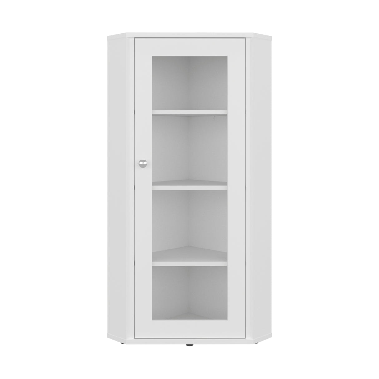 Vitrina Esquinera Genova Blanco 59.4x110.6cm Triangular con Tres Entrepaños - BIBLIOTECAS Y ESTANTERIAS | Bylmo