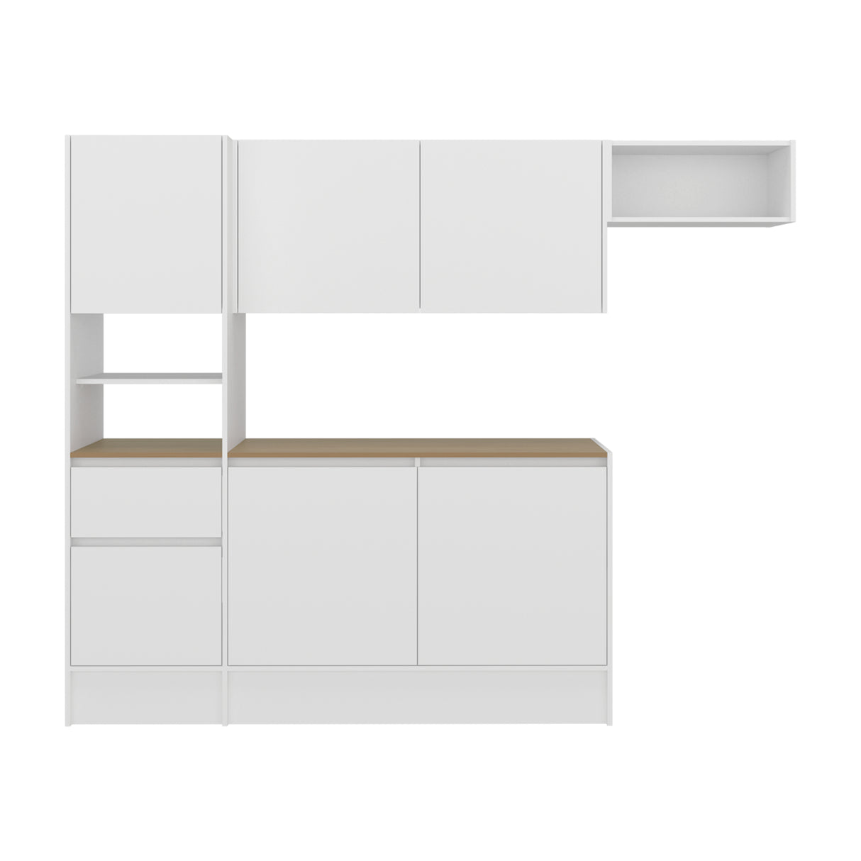 Cocina Dali Blanco y Fresno Europeo 229x182.5cm sin Mesón y sin Pozuelo