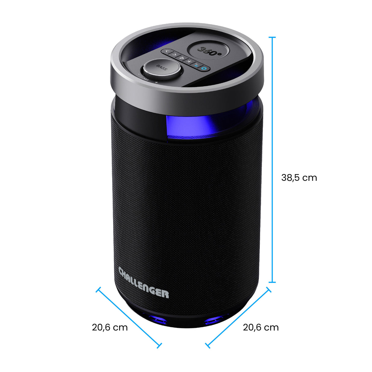 Parlante Portátil Challenger Negro 20.6x38.5cm con Bluetooth - PARLANTES | Bylmo