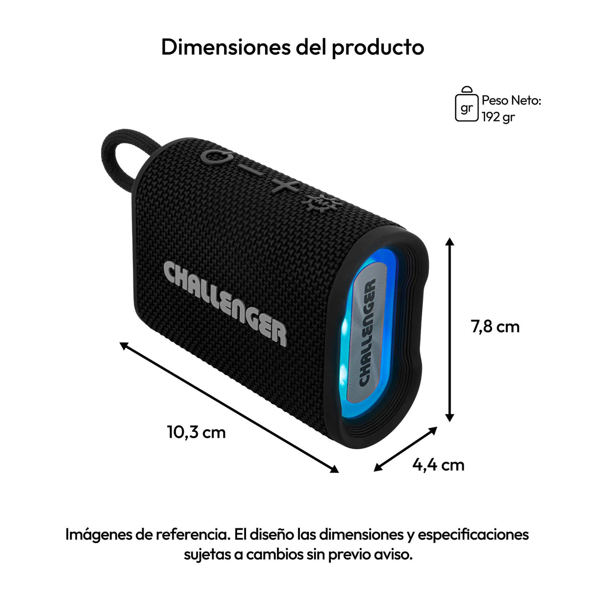 Parlante Portátil Challenger Negro 10.3x4.4cm con Bluetooth - PARLANTES | Bylmo