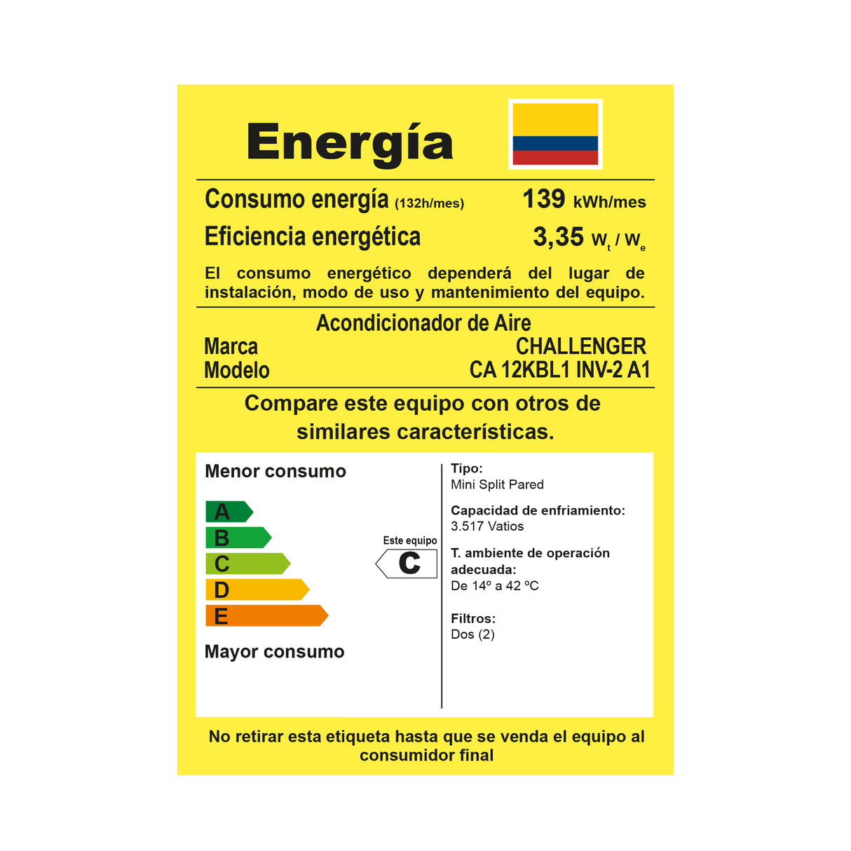 Aire Acondicionado Challenger Blanco 82x19.5cm 110 Voltios 12000 BTU con Tecnología Inverter - AIRES ACONDICIONADOS | Bylmo