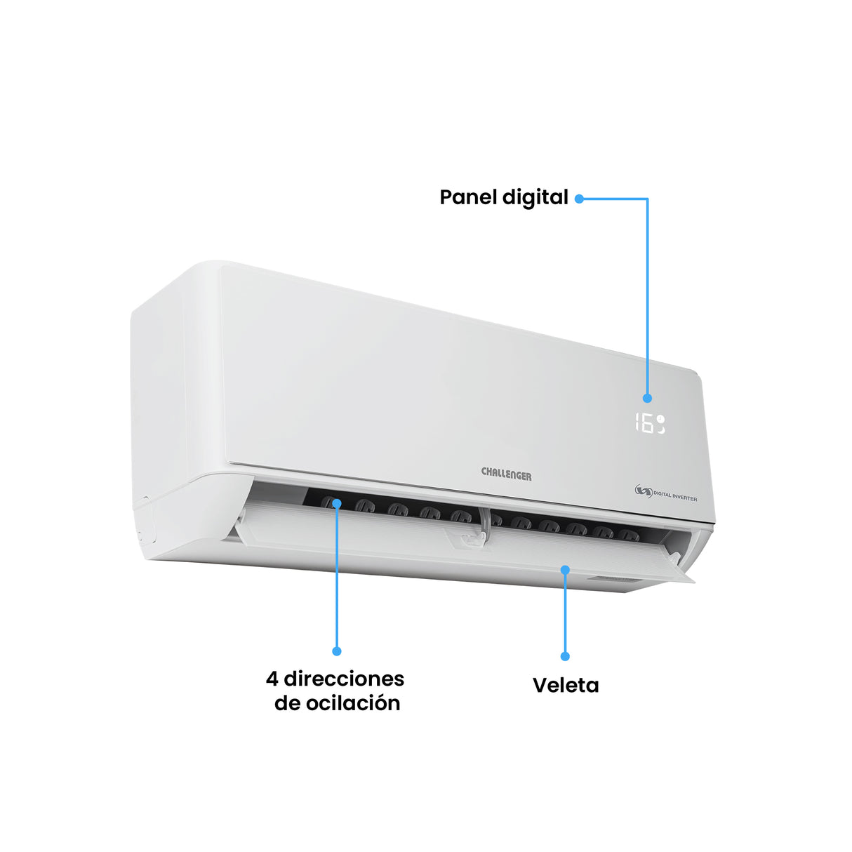 Aire Acondicionado Challenger Blanco 82x19.5cm 110 Voltios 12000 BTU con Tecnología Inverter - AIRES ACONDICIONADOS | Bylmo