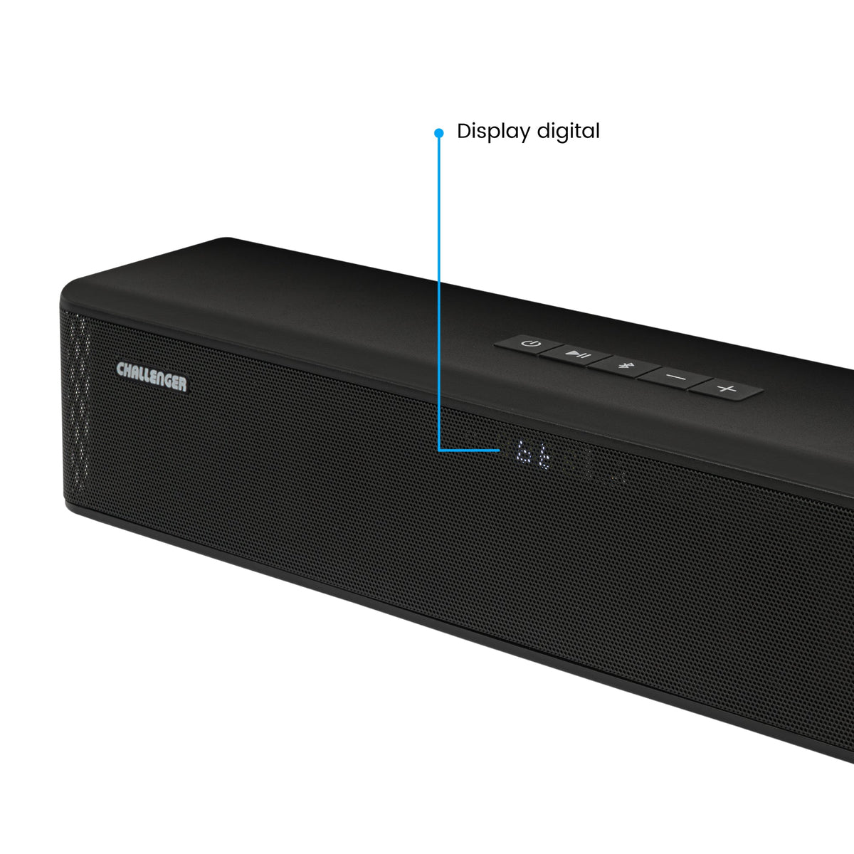 Barra de Sonido con Subwoofer Challenger Negro 55x43.9cm con Bluetooth y Control Remoto