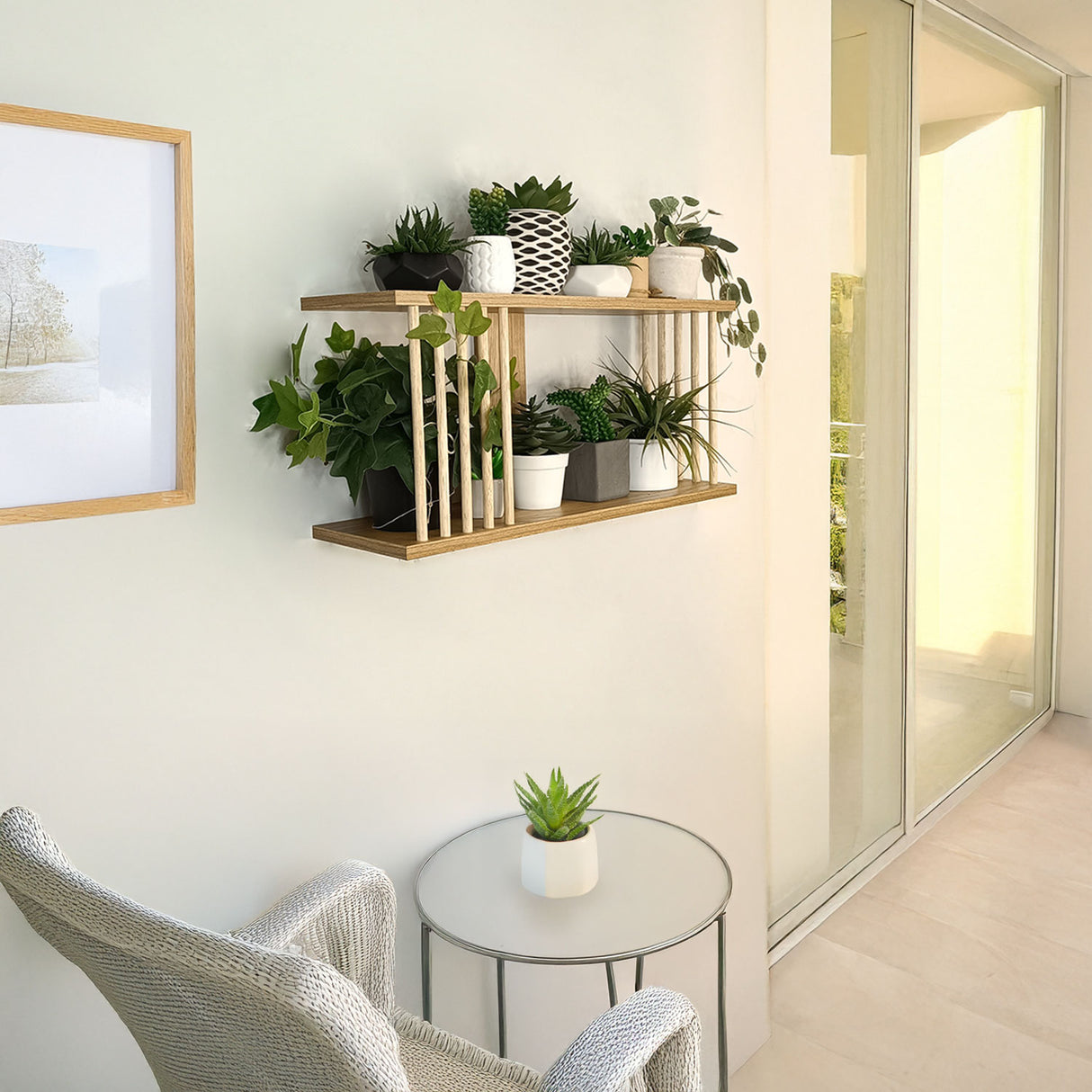 Repisa Rectangular Oasis Fresno Balance y Pino Natural 60x30cm con Dos Entrepaños - REPISAS | Bylmo