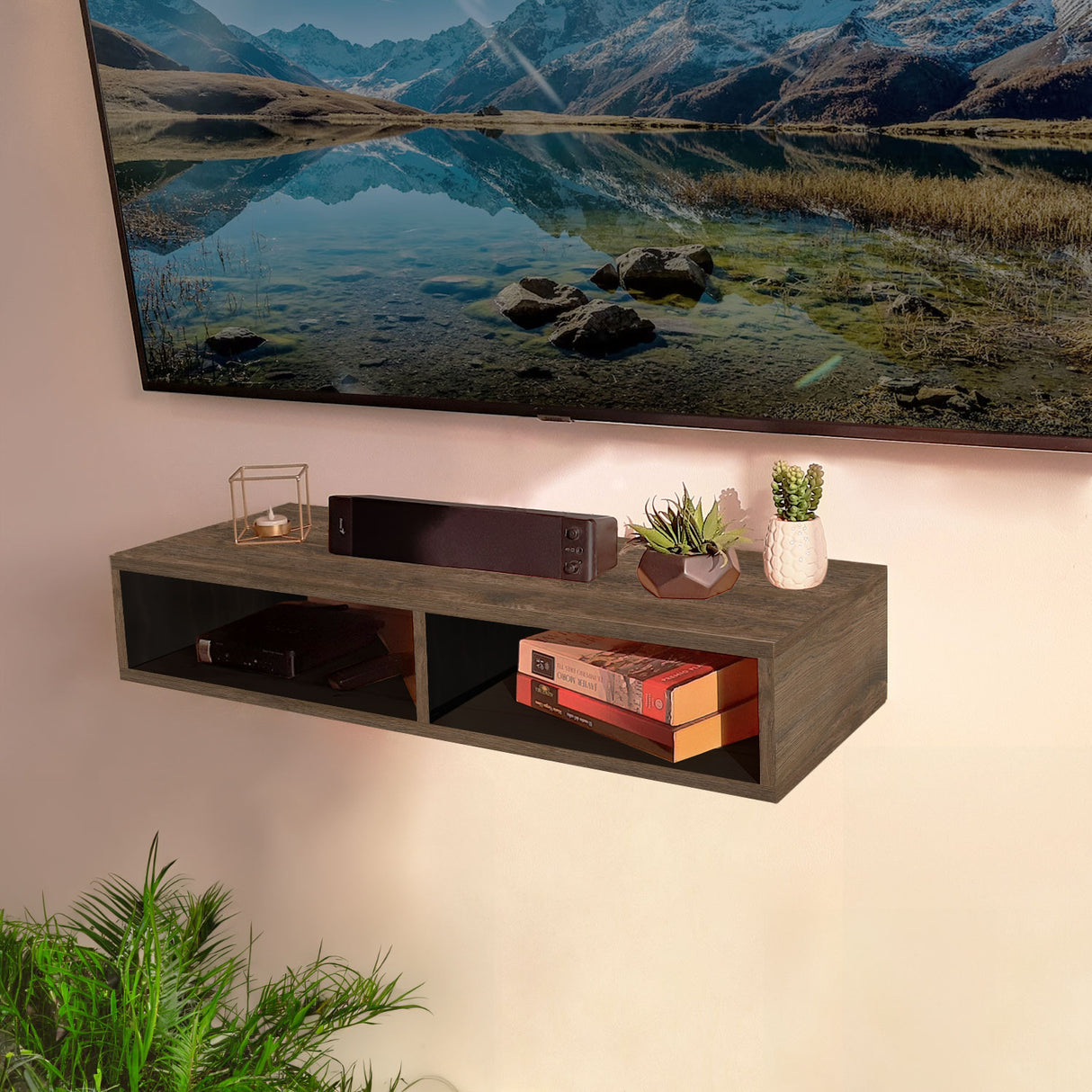 Repisa Rectangular Smart Pro Café 80x15cm con Un Entrepaño