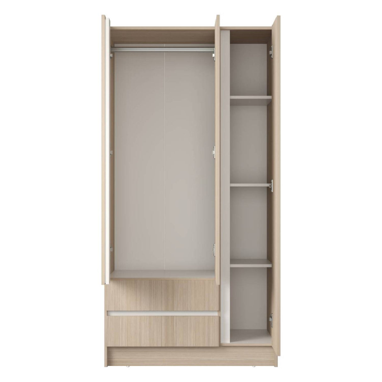 Closet Armario AM20223 Arena y Blanco 91x180cm con Dos Puertas y Dos Cajones - CLOSETS | Bylmo