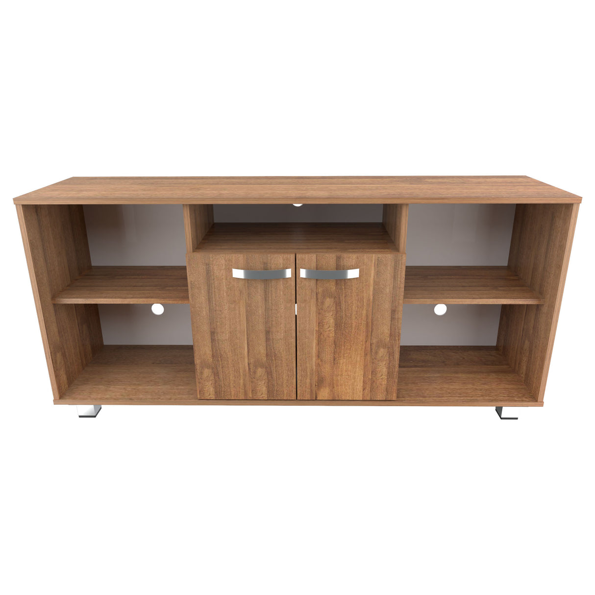 Mesa para TV Amaretto y Blanco 140x65cm Para TV Hasta 60 Pulgadas con Un Cajón con Ranuras para Cables y con Patas - MUEBLES DE TV | Bylmo