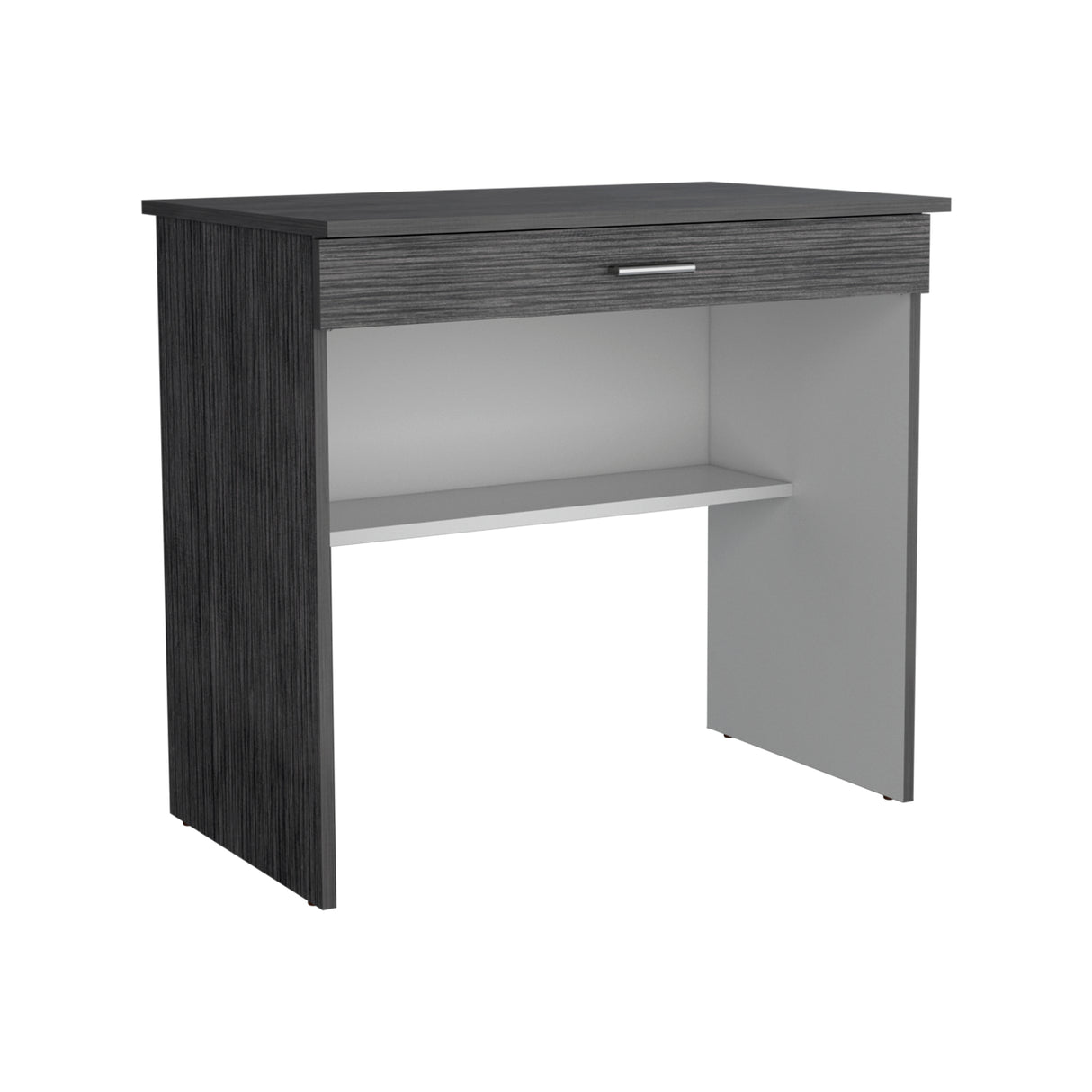 Escritorio 80C Roble Gris y Blanco 80x73.6cm con Un Cajón - ESCRITORIOS | Bylmo