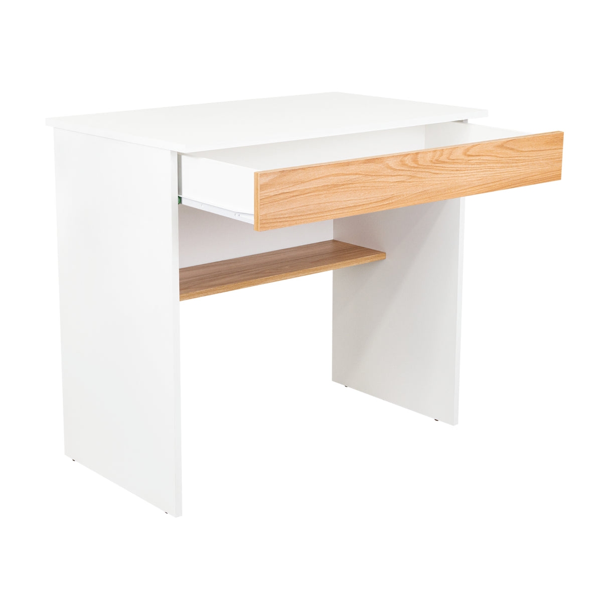 Escritorio Ohio Fresno Europeo y Blanco Marquez 80x73cm con Un Cajón