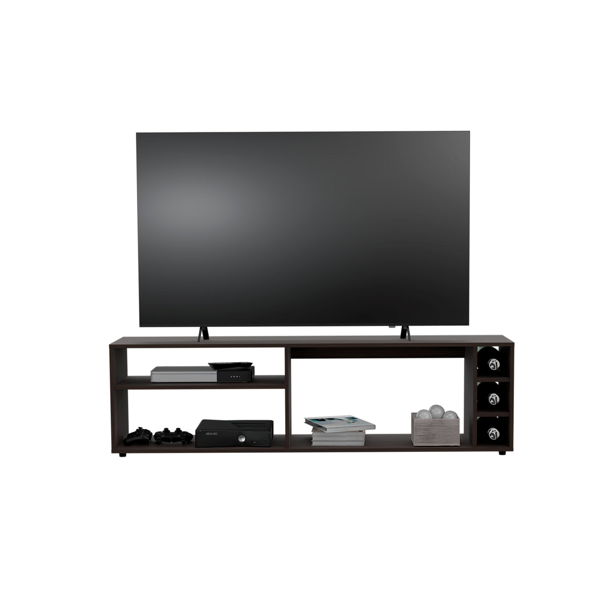 Rack de TV Suxta Nogal 160x45.4cm para TV Hasta 70" Pulgadas con Seis Compartimientos - MUEBLES DE TV | Bylmo