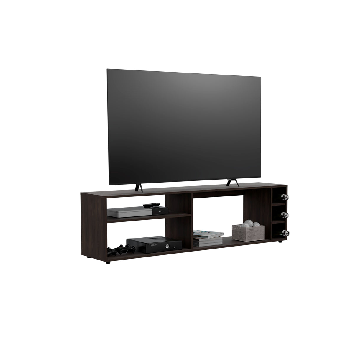Rack de TV Suxta Nogal 160x45.4cm para TV Hasta 70" Pulgadas con Seis Compartimientos - MUEBLES DE TV | Bylmo