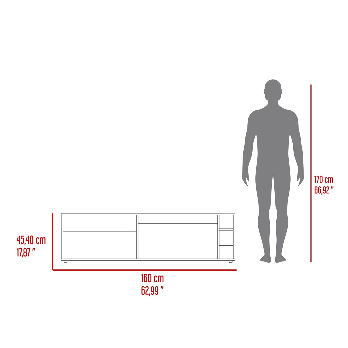 Rack de TV Suxta Nogal 160x45.4cm para TV Hasta 70" Pulgadas con Seis Compartimientos - MUEBLES DE TV | Bylmo