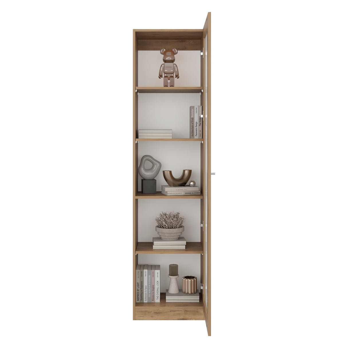 Vitrina Rectangular Home Macadamia 45x180.6cm con Cuatro Entrepaños