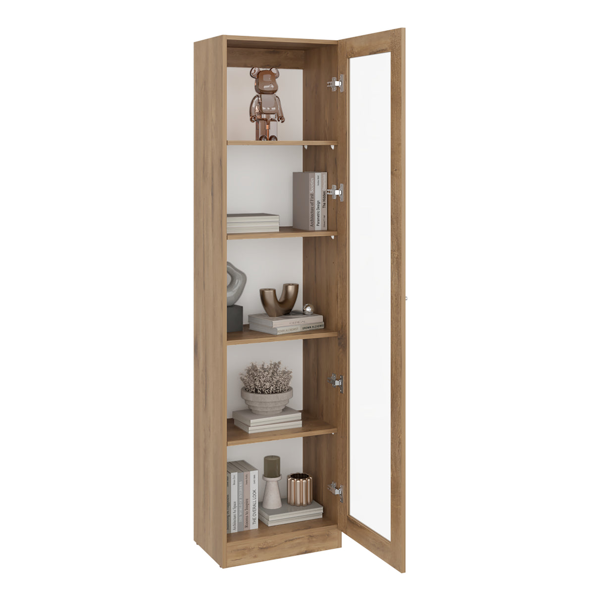 Vitrina Rectangular Home Macadamia 45x180.6cm con Cuatro Entrepaños